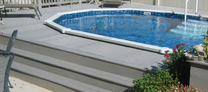 Aquasport 52 pool installed in Grey Deck with 3 tier step up