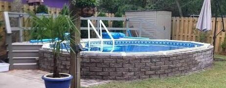 aquasport 52 pool semi inground with brick face